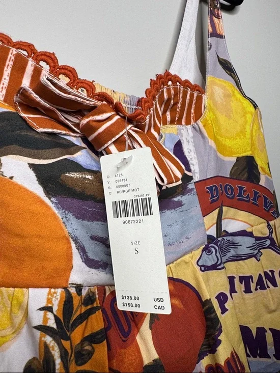 MAEVE Anthropologie Colorful Fruit Print Sundress with Bow - Picture 7 of 12